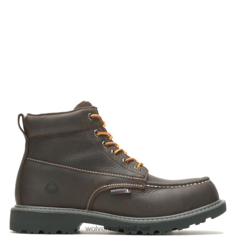 homens Bota de trabalho biqueira de aço 6" com biqueira de aço para Floorhand marrom escuro Wolverine VL4VN60 - Image 1