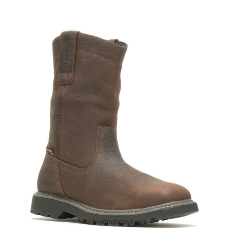 homens bota de trabalho wellington com bico quadrado e bico de aço para assalariado marrom escuro Wolverine VL4VN90 - Image 2