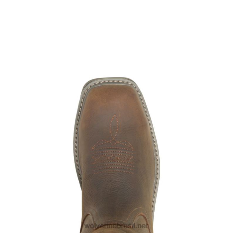 homens bota de trabalho wellington com bico quadrado e bico de aço para assalariado marrom escuro Wolverine VL4VN90 - Image 5