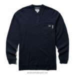 homens fr manga longa henley marinha Wolverine VL4VN274