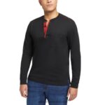 homens guardião algodão manga longa henley preto Wolverine VL4VN253 - Image 2