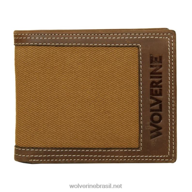 unissex carteira dobrável em lona e couro marrom/castanho Wolverine VL4VN316 - Image 1